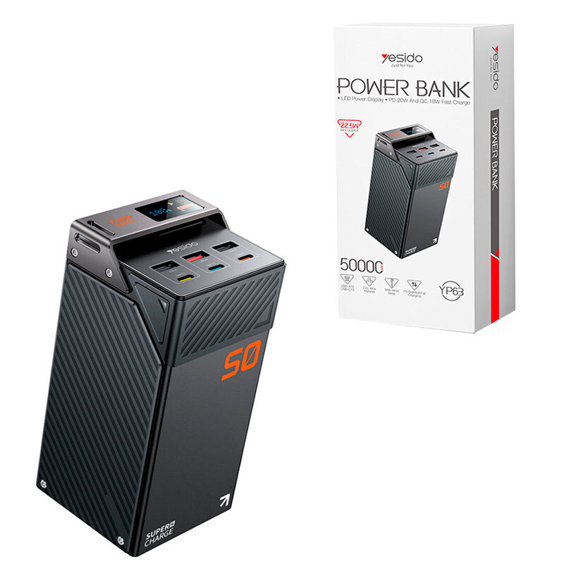 پاور بانک فست شارژ یسیدو YP63 PD 22.5W ظرفیت 50000 میلی آمپر ساعت