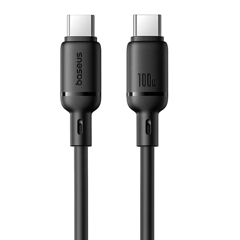 کابل دو سر تایپ سی فست شارژ 100 وات باسئوس Silky P10377704213 طول 1 متر