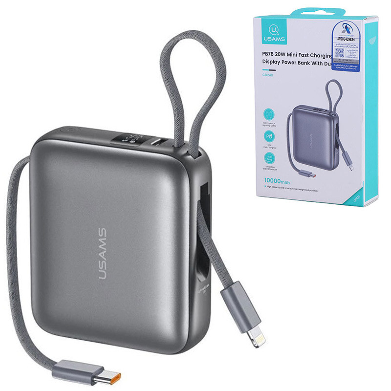پاور بانک فست شارژ یوسامز CD240 QC3.0 PD 20W ظرفیت 10000 میلی آمپر ساعت