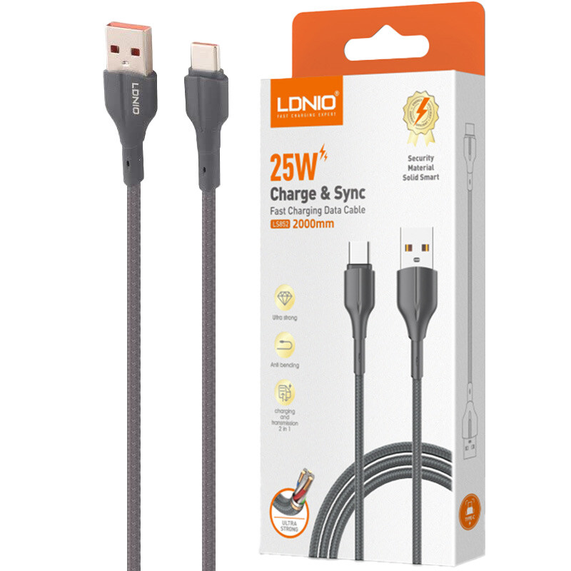 کابل تایپ سی فست شارژ 25 وات الدینیو LS851 طول 1 متر