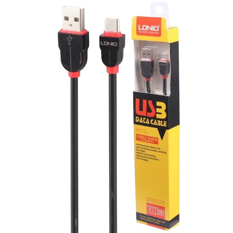 کابل تایپ سی فست شارژ 2.1 آمپر الدینیو LS02 طول 2 متر