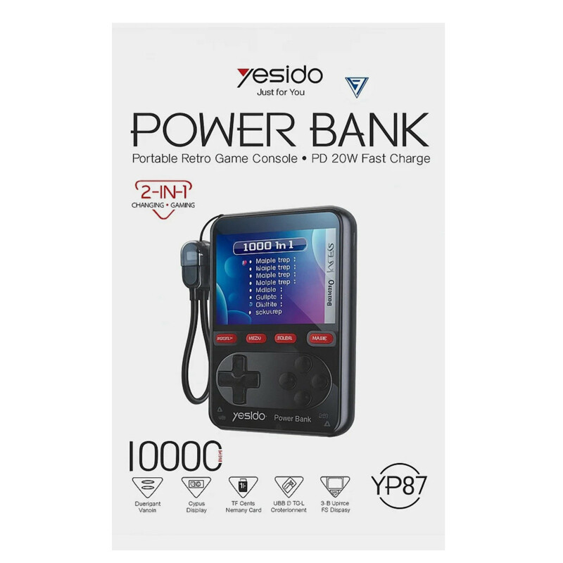 کنسول بازی و پاور بانک یسیدو YP87 PD 20W ظرفیت 10000 میلی آمپر ساعت