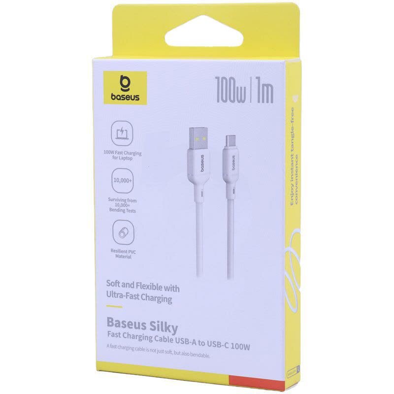 کابل تایپ سی فست شارژ 100 وات باسئوس Silky P10377703113 طول 1 متر