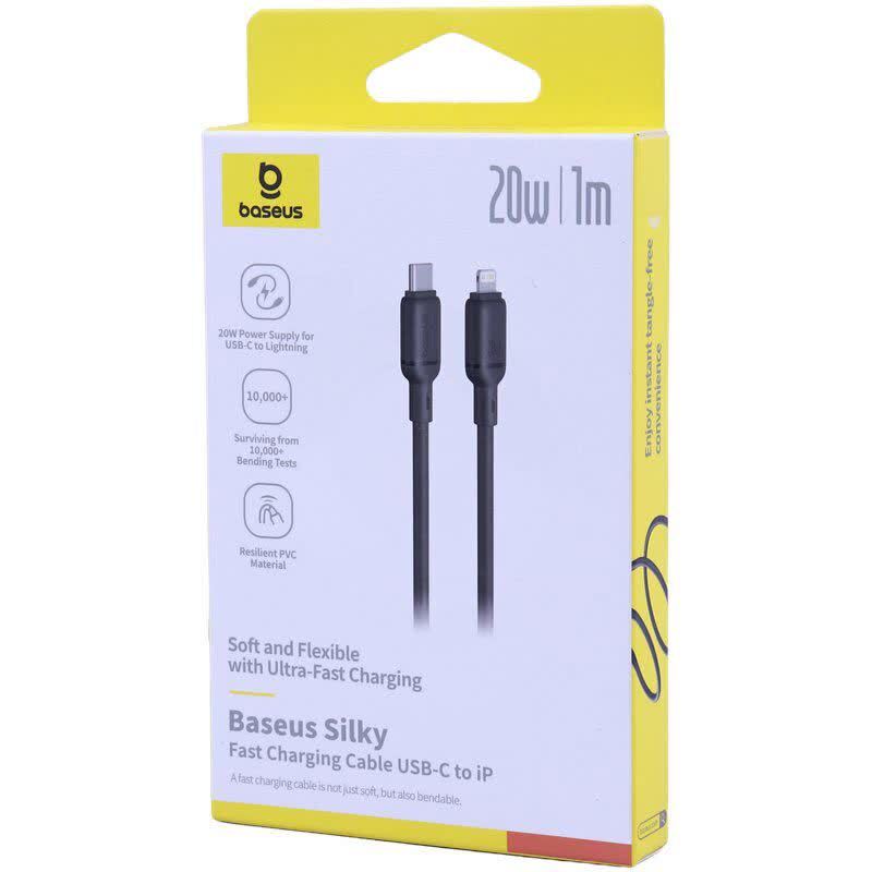 کابل تایپ سی به لایتنینگ فست شارژ 20 وات باسئوس Silky CB000116 P10377700113 طول 1متر