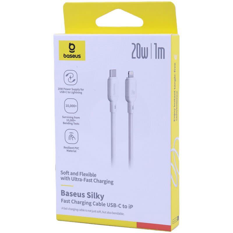 کابل تایپ سی به لایتنینگ فست شارژ 20 وات باسئوس Silky CB000116 P10377700113 طول 1متر
