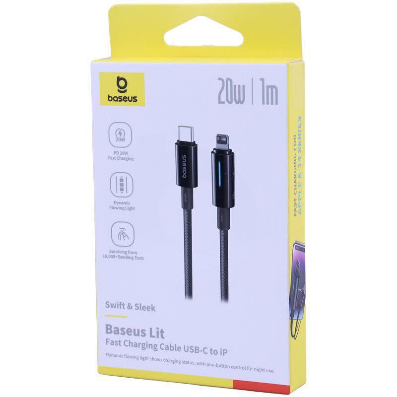کابل تایپ سی به لایتنینگ فست شارژ 20 وات باسئوس Lit P10379001121 طول 1 متر