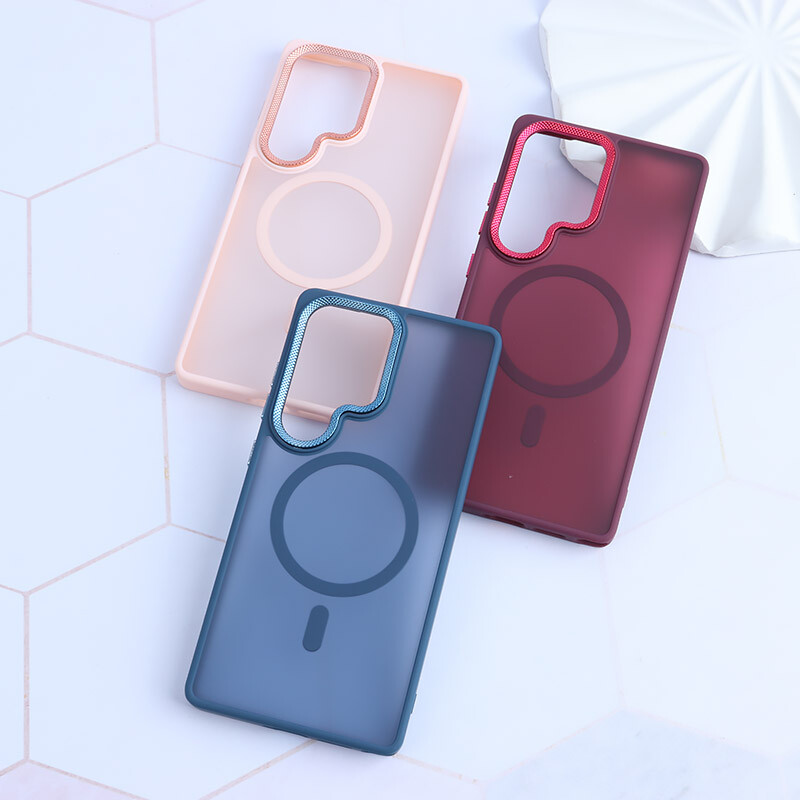 قاب PC مگ سیف سامسونگ Galaxy S25 Ultra پشت مات محافظ لنز متال