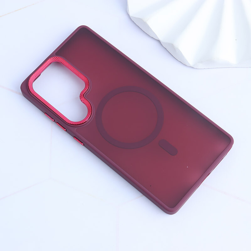 قاب PC مگ سیف سامسونگ Galaxy S25 Ultra پشت مات محافظ لنز متال