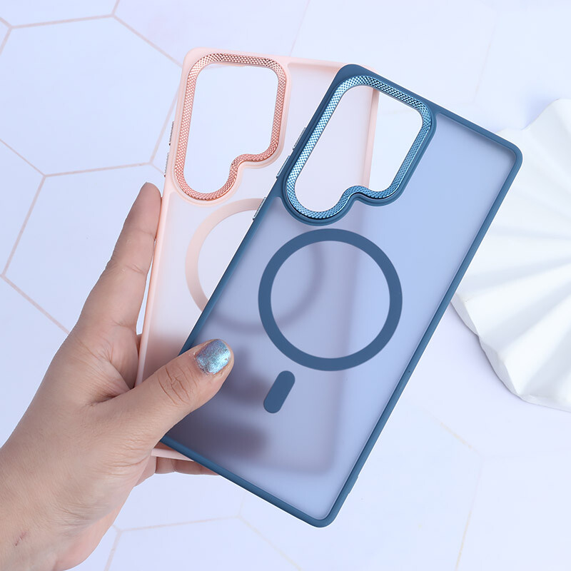 قاب PC مگ سیف سامسونگ Galaxy S25 Ultra پشت مات محافظ لنز متال