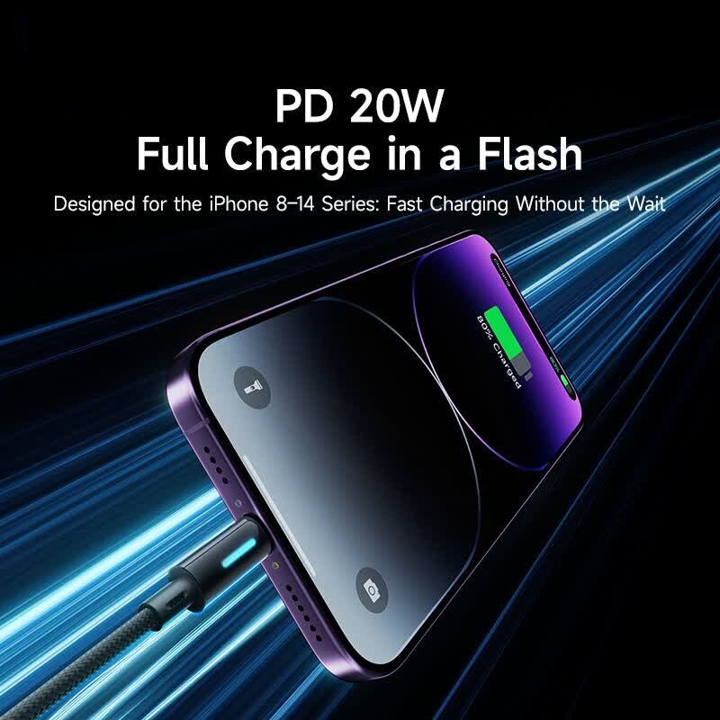 کابل تایپ سی به لایتنینگ فست شارژ 20 وات باسئوس Lit P10379001121 طول 1 متر