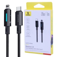 کابل تایپ سی به لایتنینگ فست شارژ 20 وات باسئوس Lit P10379001121 طول 1 متر