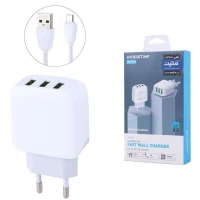 شارژر دیواری 17 وات کینگ استار KW163A 3.4A + کابل میکرو یو اس بی