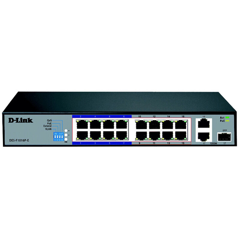 سوییچ 16 پورت POE دی لینک DES-F1016P-E