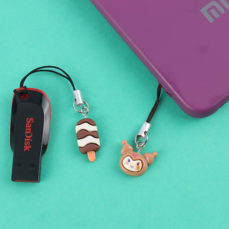 آویز فلش و موبایل فانتزی قهوه ای