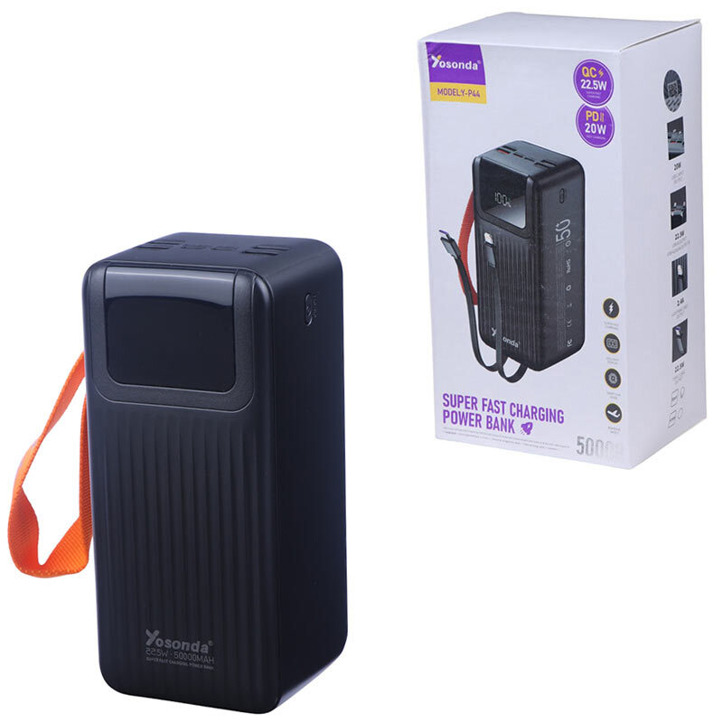 پاور بانک فست شارژ یوسوندا Y-P44 QC PD 22.5W ظرفیت 50000 میلی آمپر ساعت