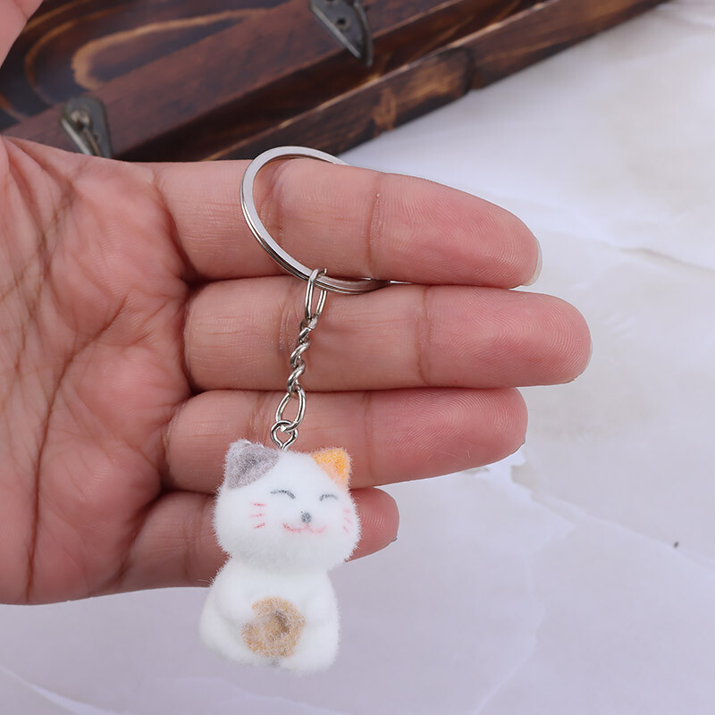 جاکلیدی مخملی گربه سفید کد 1