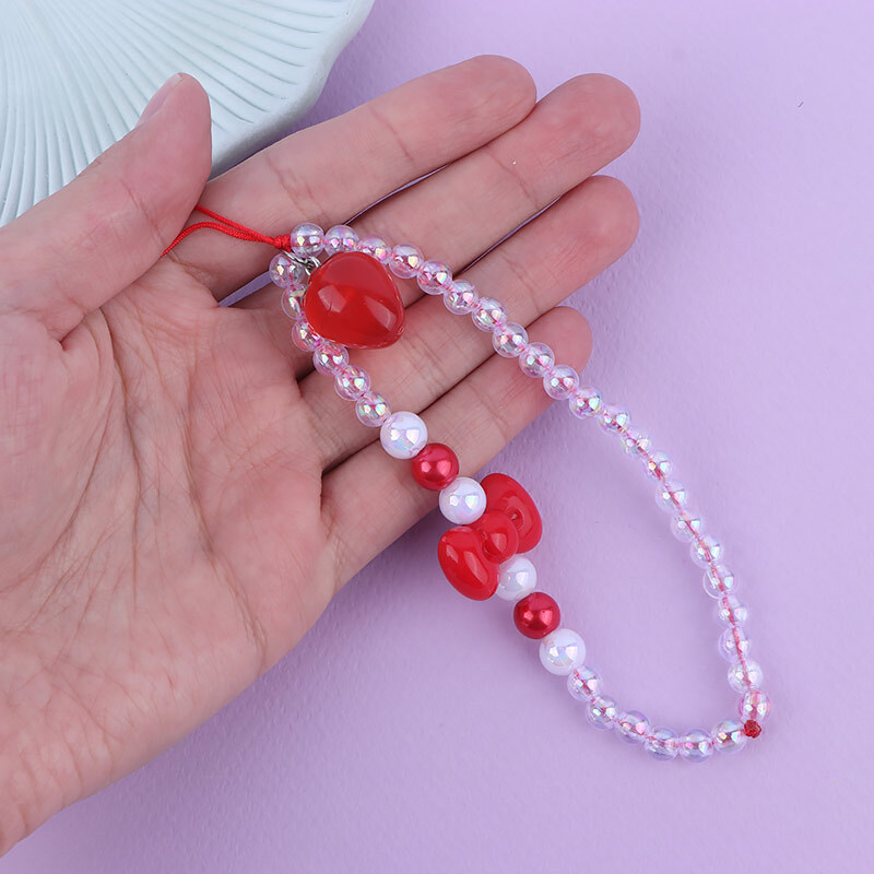 آویز فلش و موبایل کریستالی توت فرنگی قرمز