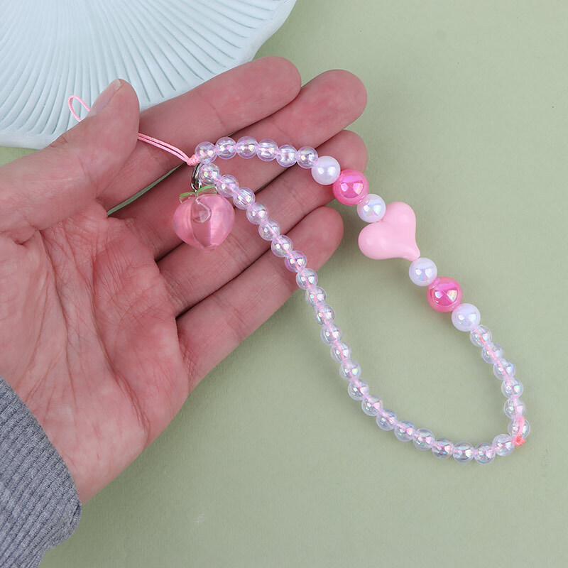 آویز فلش و موبایل کریستالی هلو صورتی