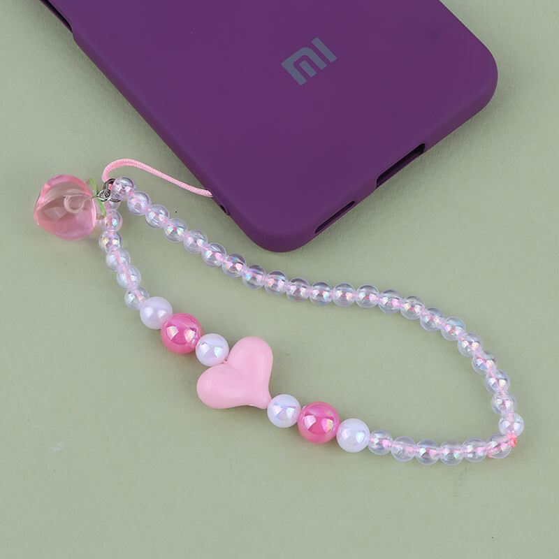 آویز فلش و موبایل کریستالی هلو صورتی