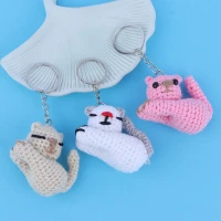 جاکلیدی بافتنی طرح گربه