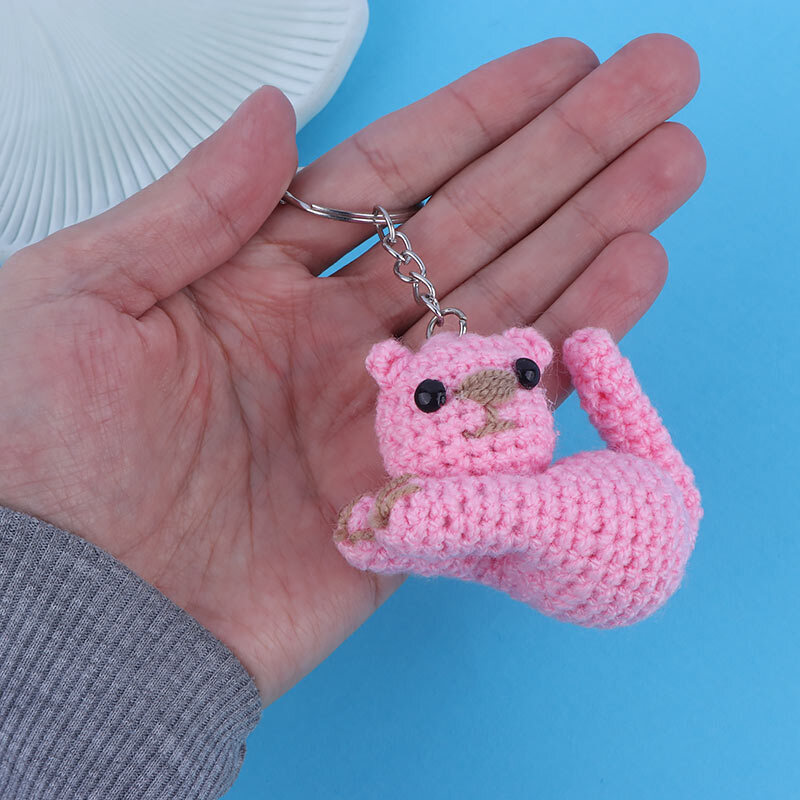 جاکلیدی بافتنی طرح گربه