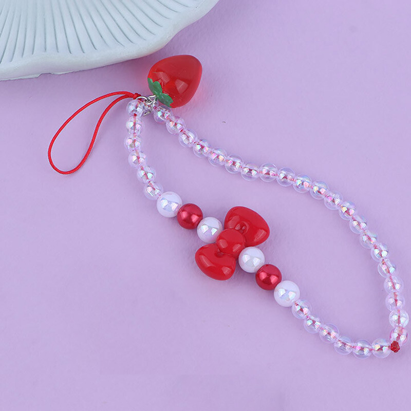 آویز فلش و موبایل کریستالی توت فرنگی قرمز