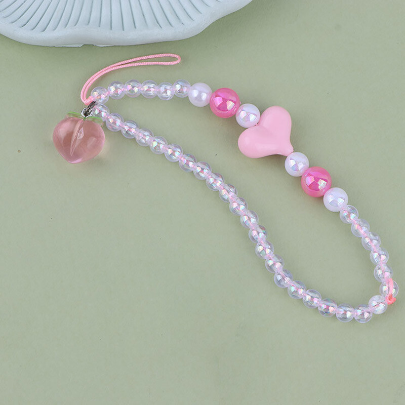 آویز فلش و موبایل کریستالی هلو صورتی