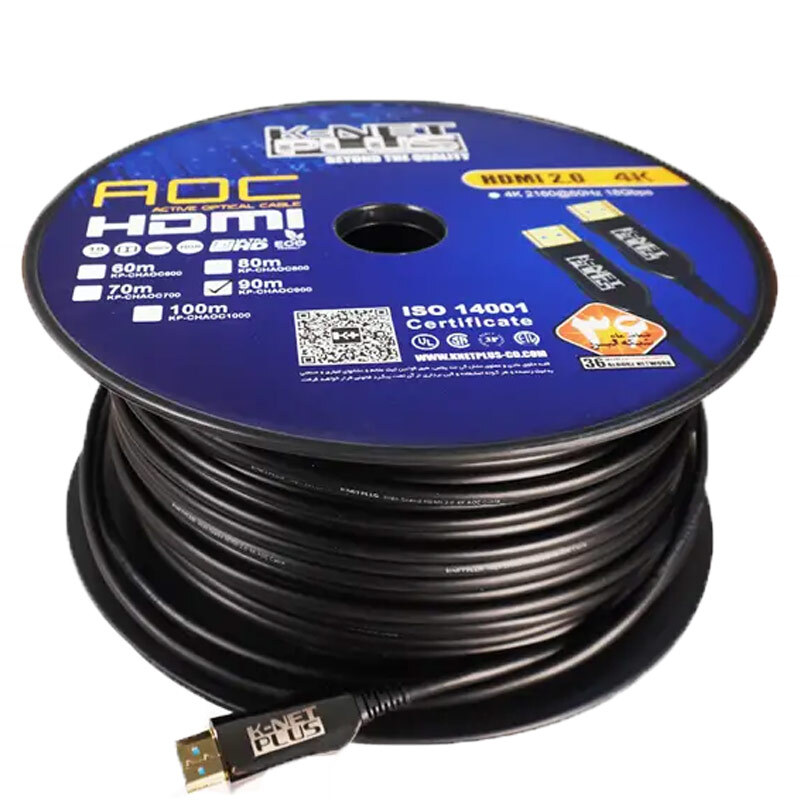 کابل HDMI 4K فیبر نوری کی نت پلاس KP-A151 طول 90 متر