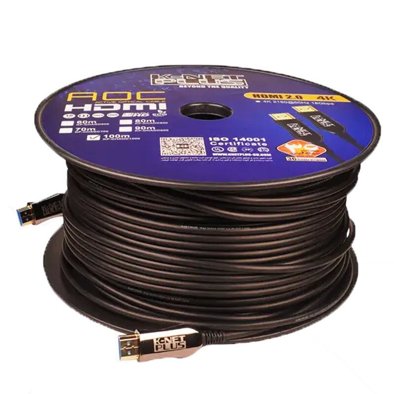کابل HDMI 4K فیبر نوری کی نت پلاس KP-A152 طول 100 متر