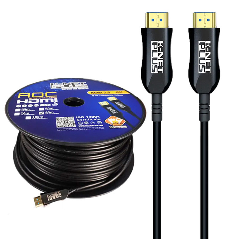 کابل HDMI 4K فیبر نوری کی نت پلاس KP-A151 طول 90 متر