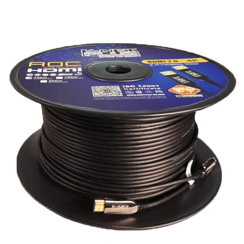 کابل HDMI 4K فیبر نوری کی نت پلاس KP-A153 طول 120 متر