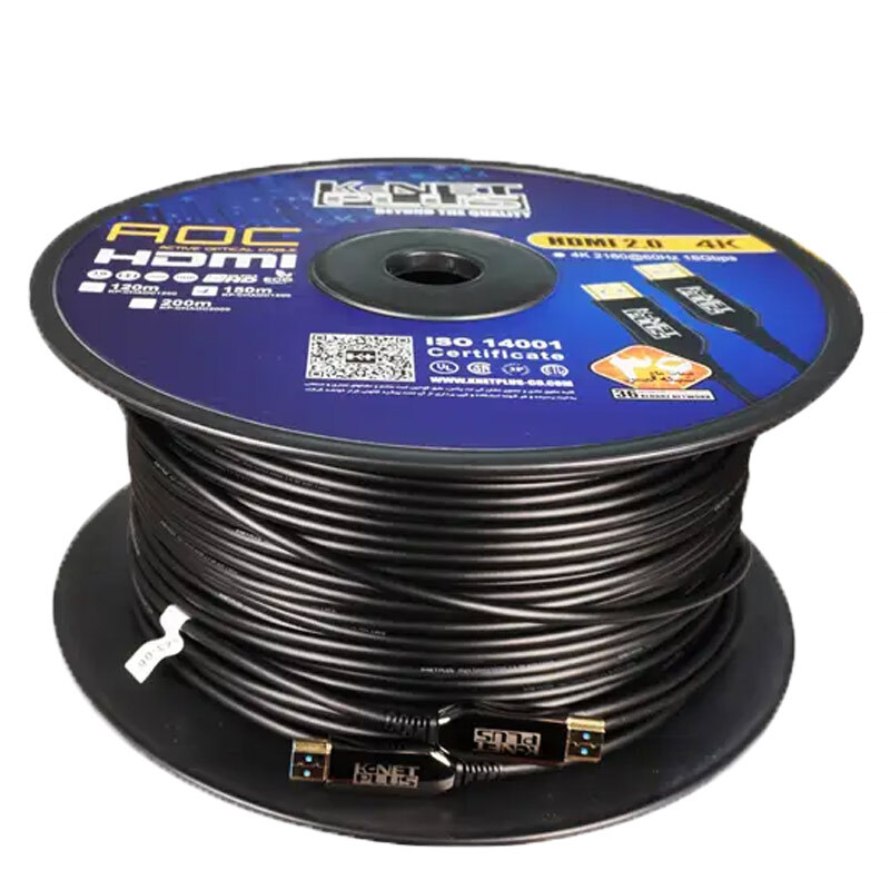 کابل HDMI 4K فیبر نوری کی نت پلاس KP-A154 طول 150 متر