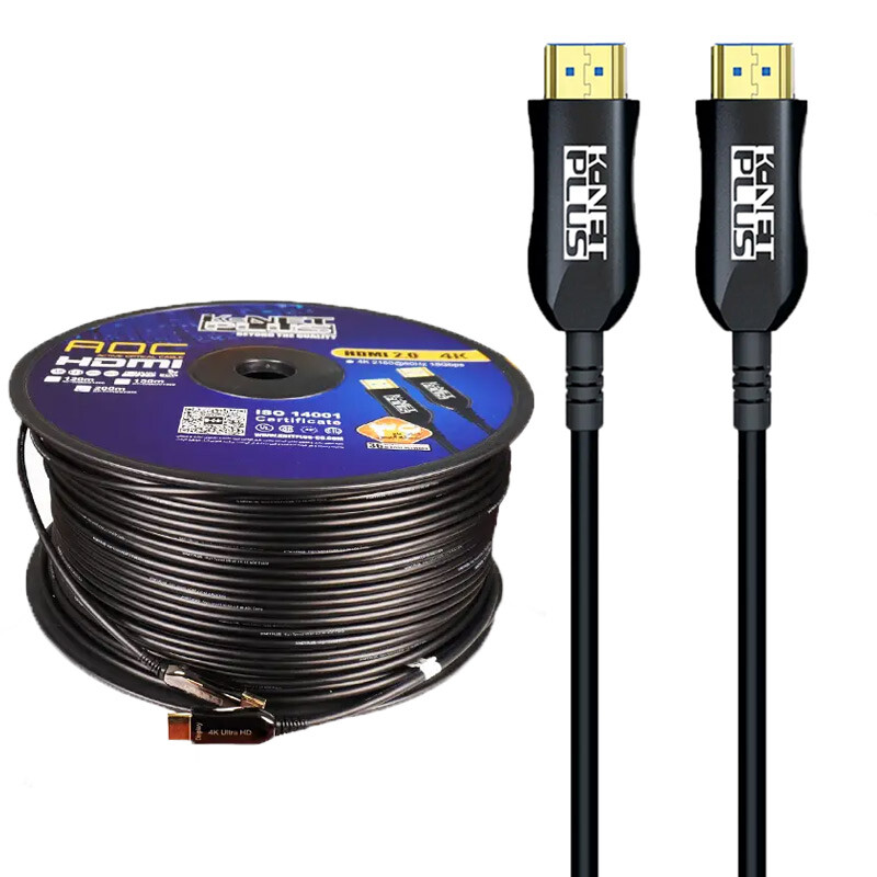 کابل HDMI 4K فیبر نوری کی نت پلاس KP-A155 طول 200 متر