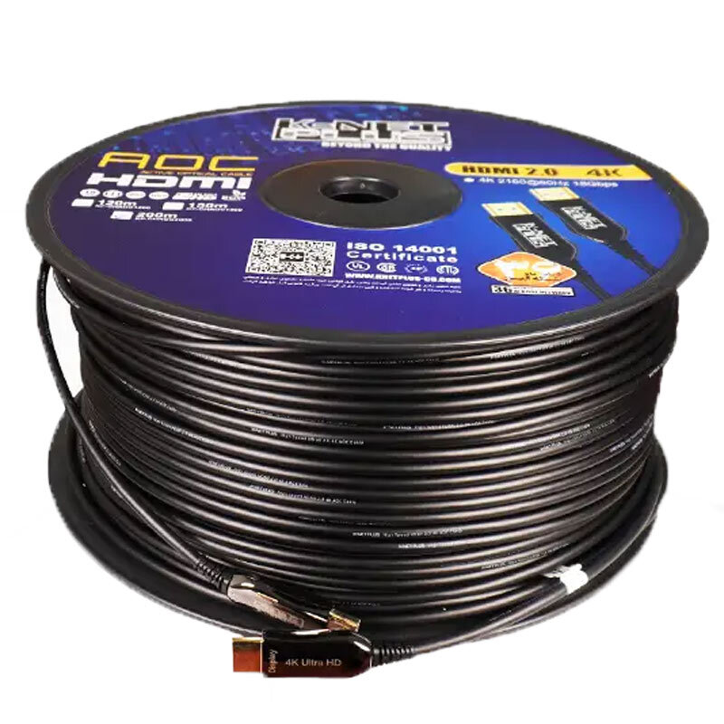 کابل HDMI 4K فیبر نوری کی نت پلاس KP-A155 طول 200 متر