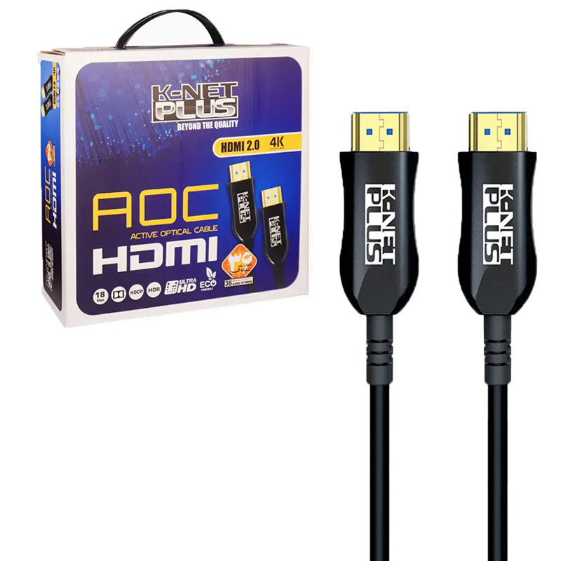 کابل HDMI 4K فیبر نوری کی نت پلاس KP-A146 طول 40 متر