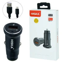 شارژر فندکی فست شارژ Hiska CC-301Q QC3 PD 3A + کابل میکرو یو اس بی
