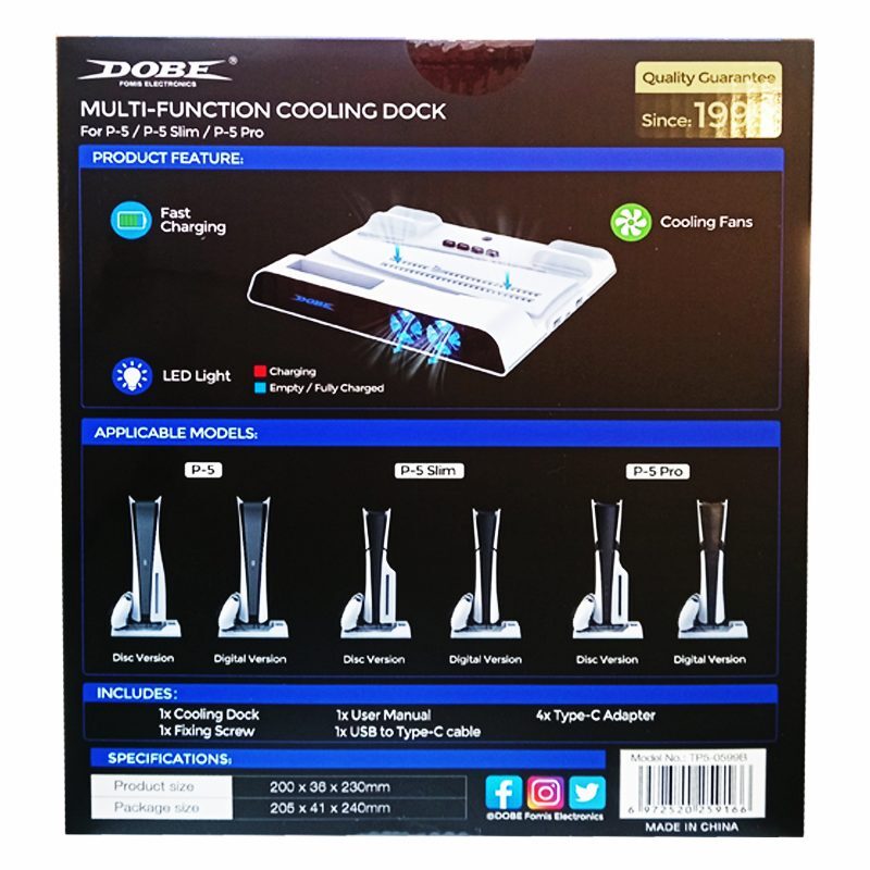 خنک کننده و شارژر دسته PS5/PS5 Slim/Pro دابی TP5-0599B
