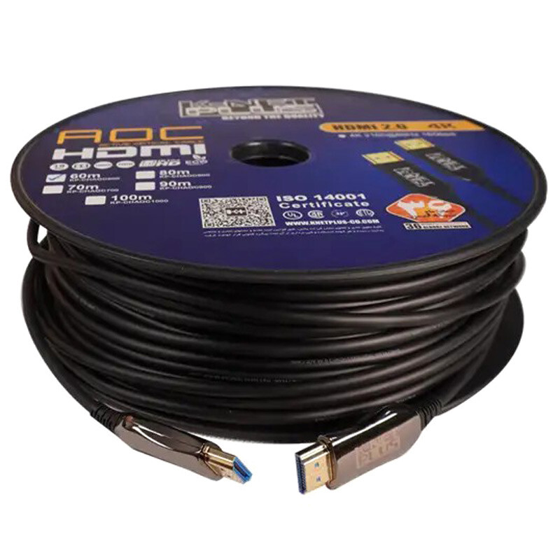 کابل HDMI 4K فیبر نوری کی نت پلاس KP-A148 طول 60 متر