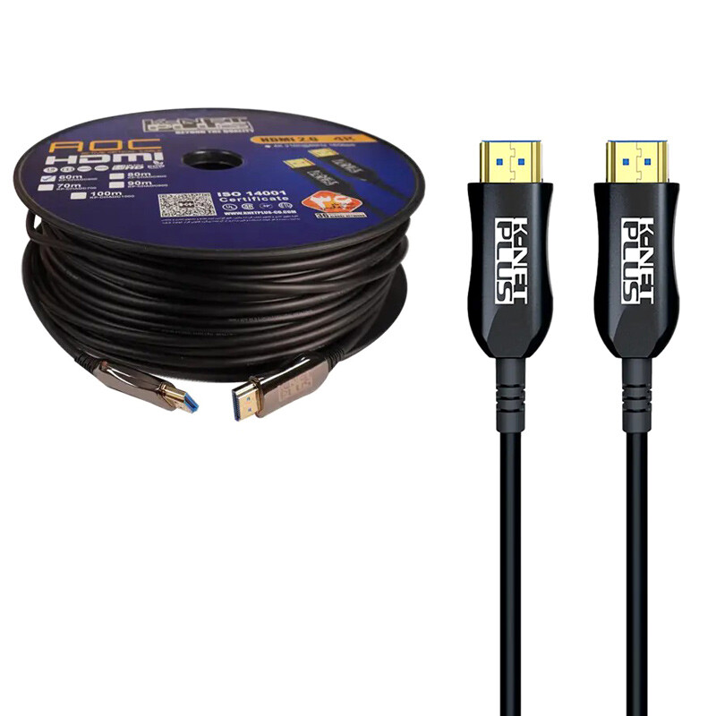 کابل HDMI 4K فیبر نوری کی نت پلاس KP-A148 طول 60 متر
