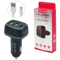 شارژر فندکی فست شارژ TSCO TCG 35 3A 18W PD + کابل میکرو یو اس بی