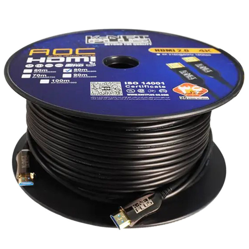 کابل HDMI 4K فیبر نوری کی نت پلاس KP-A150 طول 80 متر