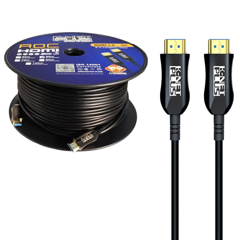 کابل HDMI 4K فیبر نوری کی نت پلاس KP-A150 طول 80 متر