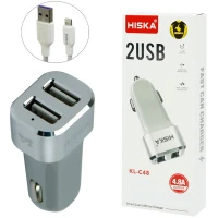 شارژر فندکی Hiska KL-C48 4.8A + کابل آیفونی