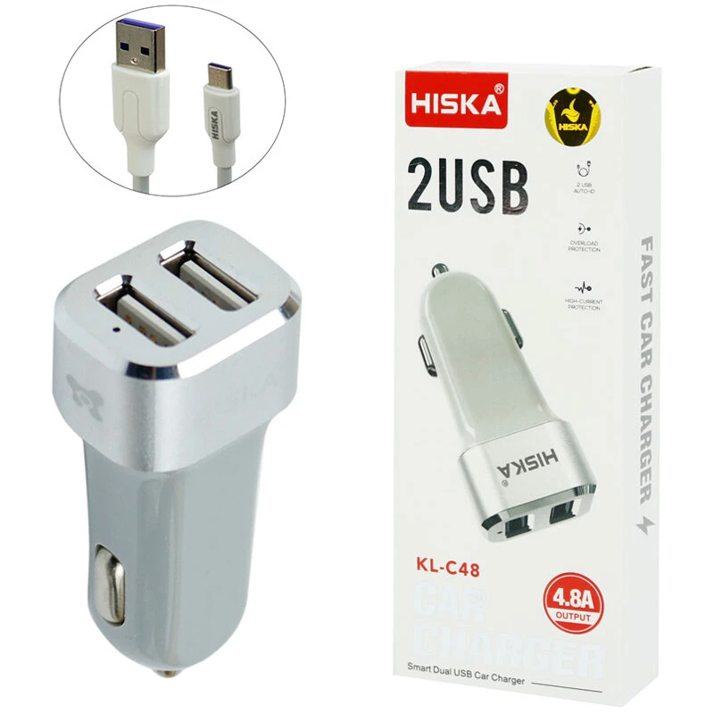 شارژر فندکی Hiska KL-C48 4.8A + کابل Type-C