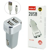 شارژر فندکی Hiska KL-C48 4.8A + کابل میکرو یو اس بی