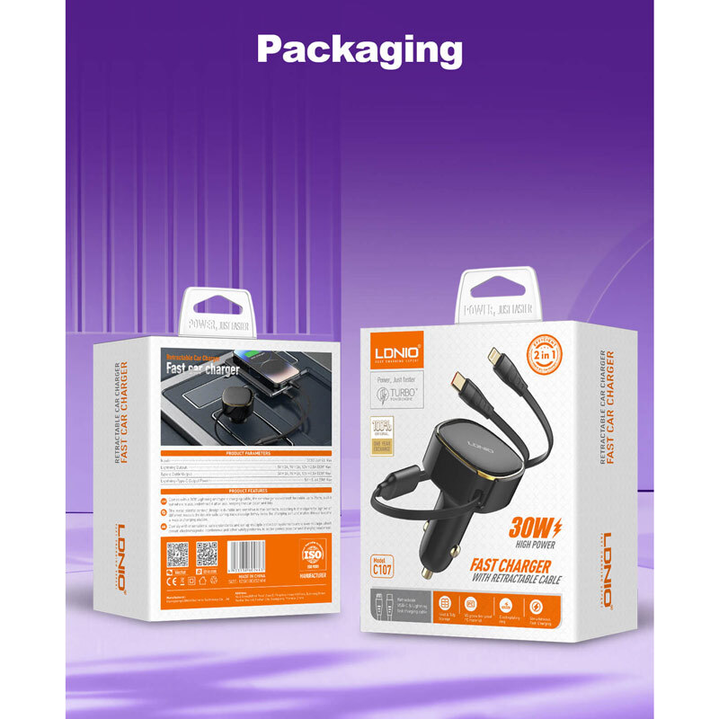 شارژر فندکی 30 وات الدینیو C107