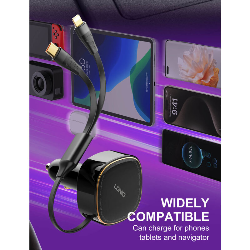 شارژر فندکی 30 وات الدینیو C107