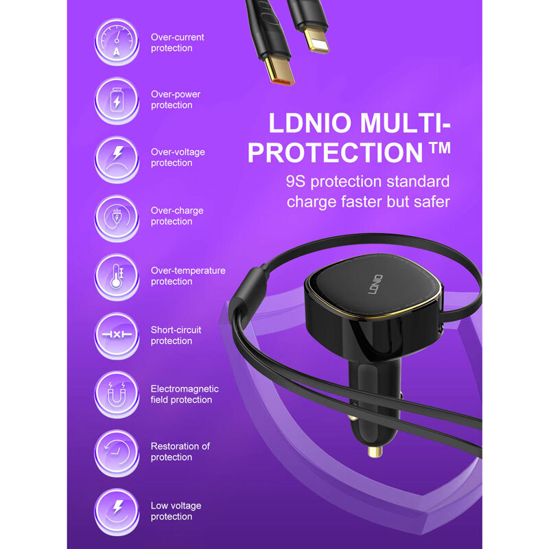 شارژر فندکی 30 وات الدینیو C107