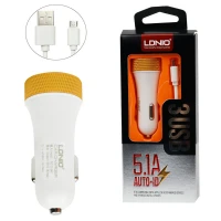 شارژر فندکی LDNIO DL-C50 5.1A + کابل میکرو یو اس بی