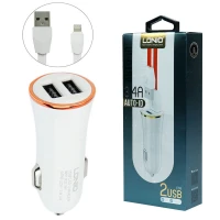 شارژر فندکی LDNIO DL-C28 3.4A 17W + کابل آیفونی